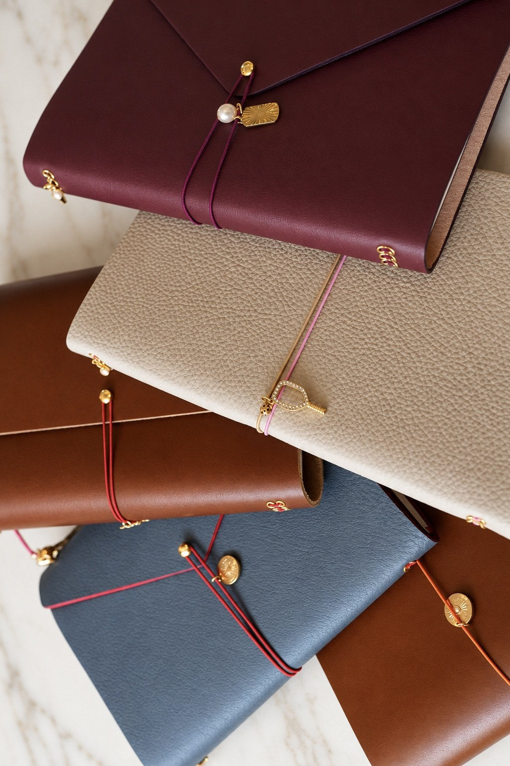Leather colors, fine cords and closure hardware