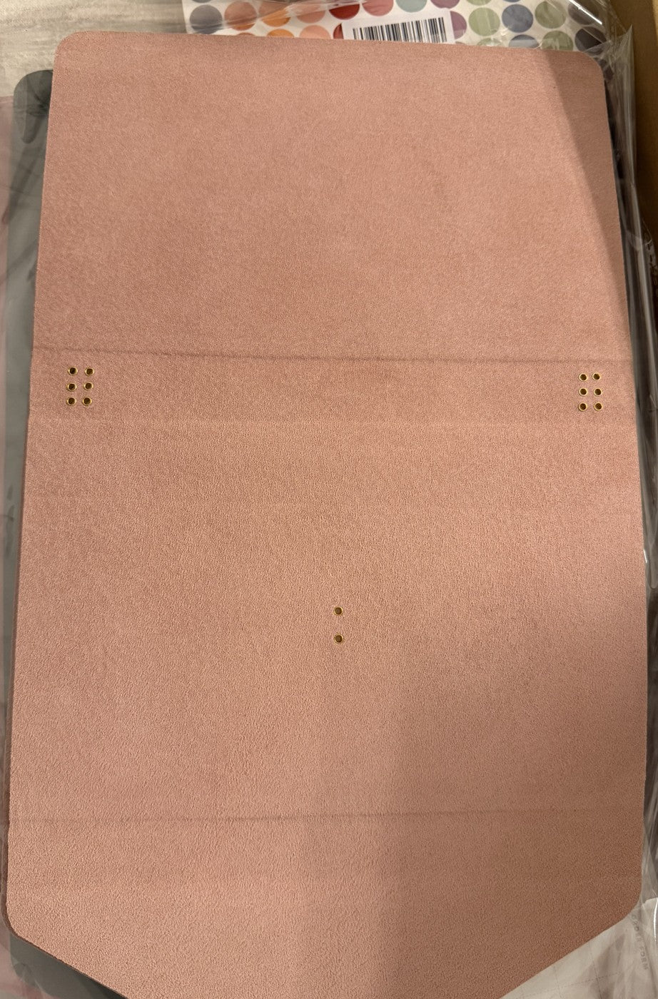Pink interior leather, laid flat before assembly